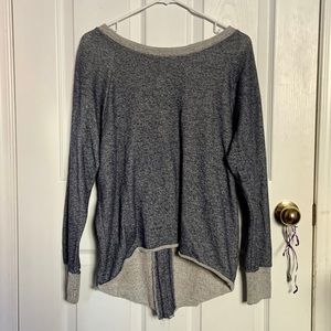 Gray Long-Sleeve High-Low Women's Sweater